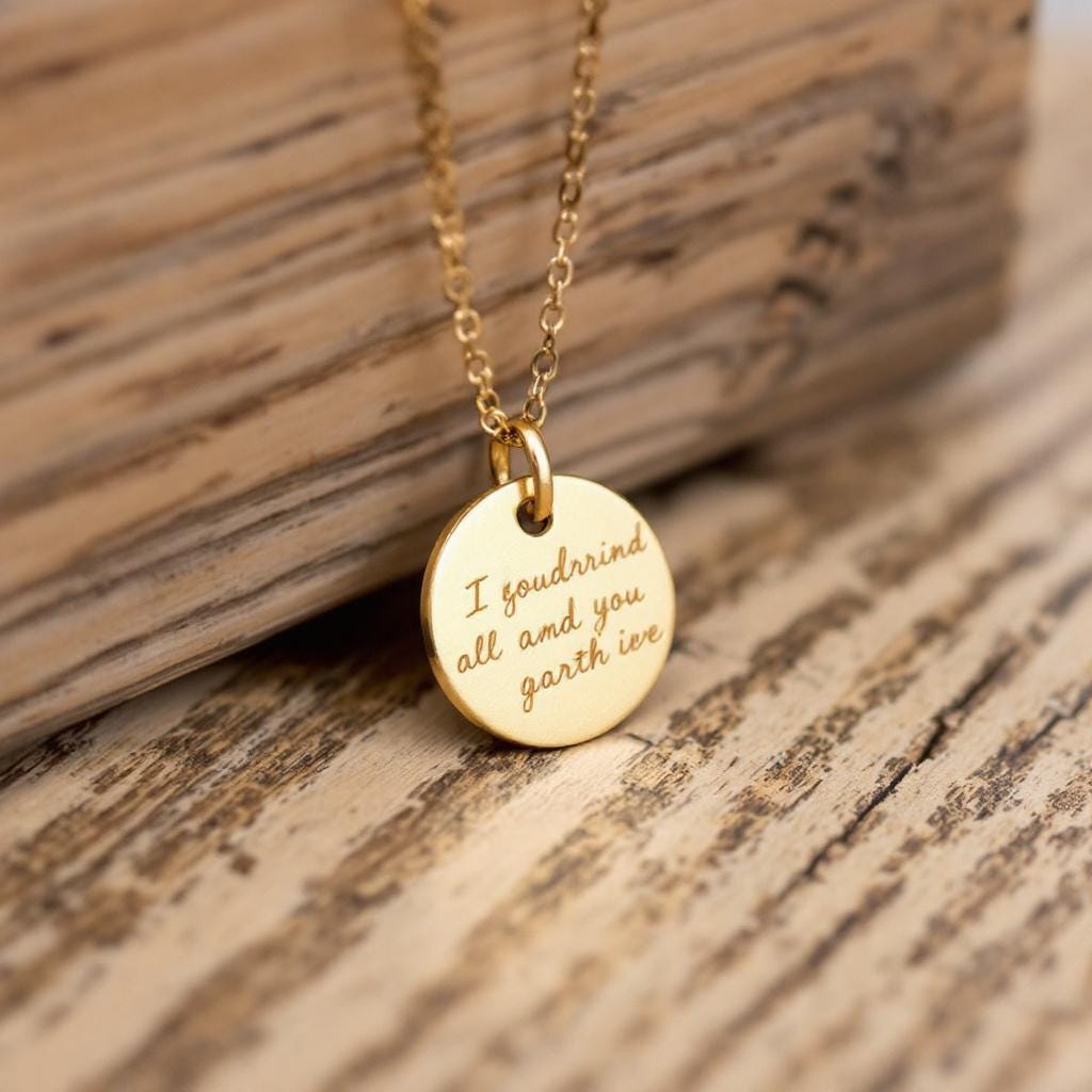 Custom Handwriting Disc Necklace • Memorial Signature Jewelry • Personalized Gold Engraved Necklace • Actual Handwriting Gift for Her