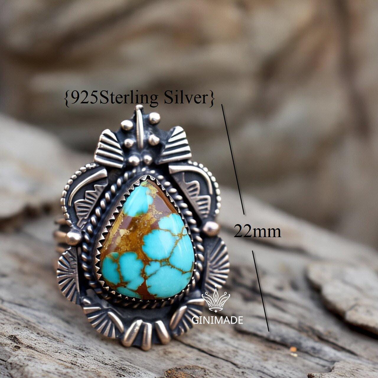 Handmade Turquoise Ring – Sterling Silver Boho Statement Jewelry – Southwestern Style