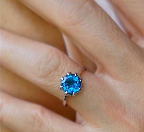 Stunning 1st Anniversary Gift for Her - Blue CZ Stone & 925 Silver Jewelry