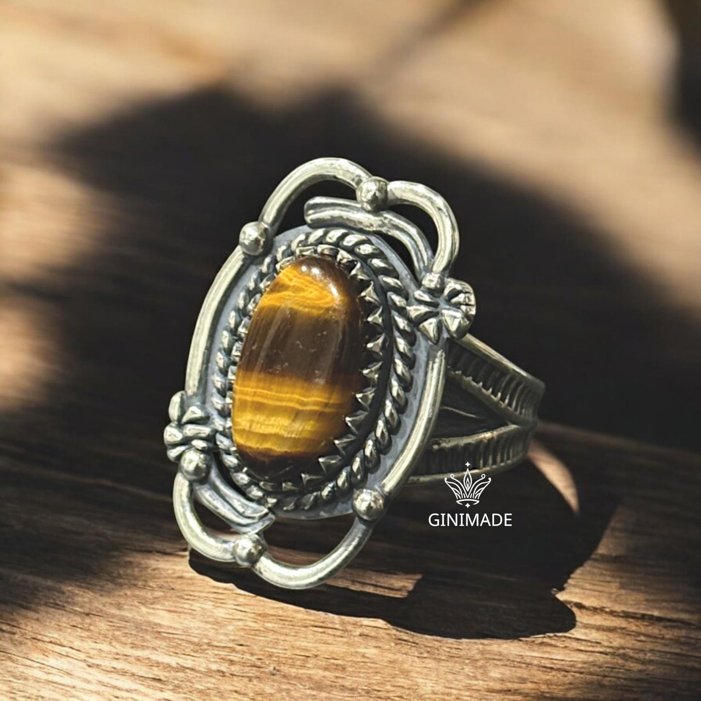 Handmade Tiger Eye Ring | Oxidized 925 Sterling Silver Ring | Boho Vintage Ring | Healing Gemstone Jewelry | Gift for Him/Her