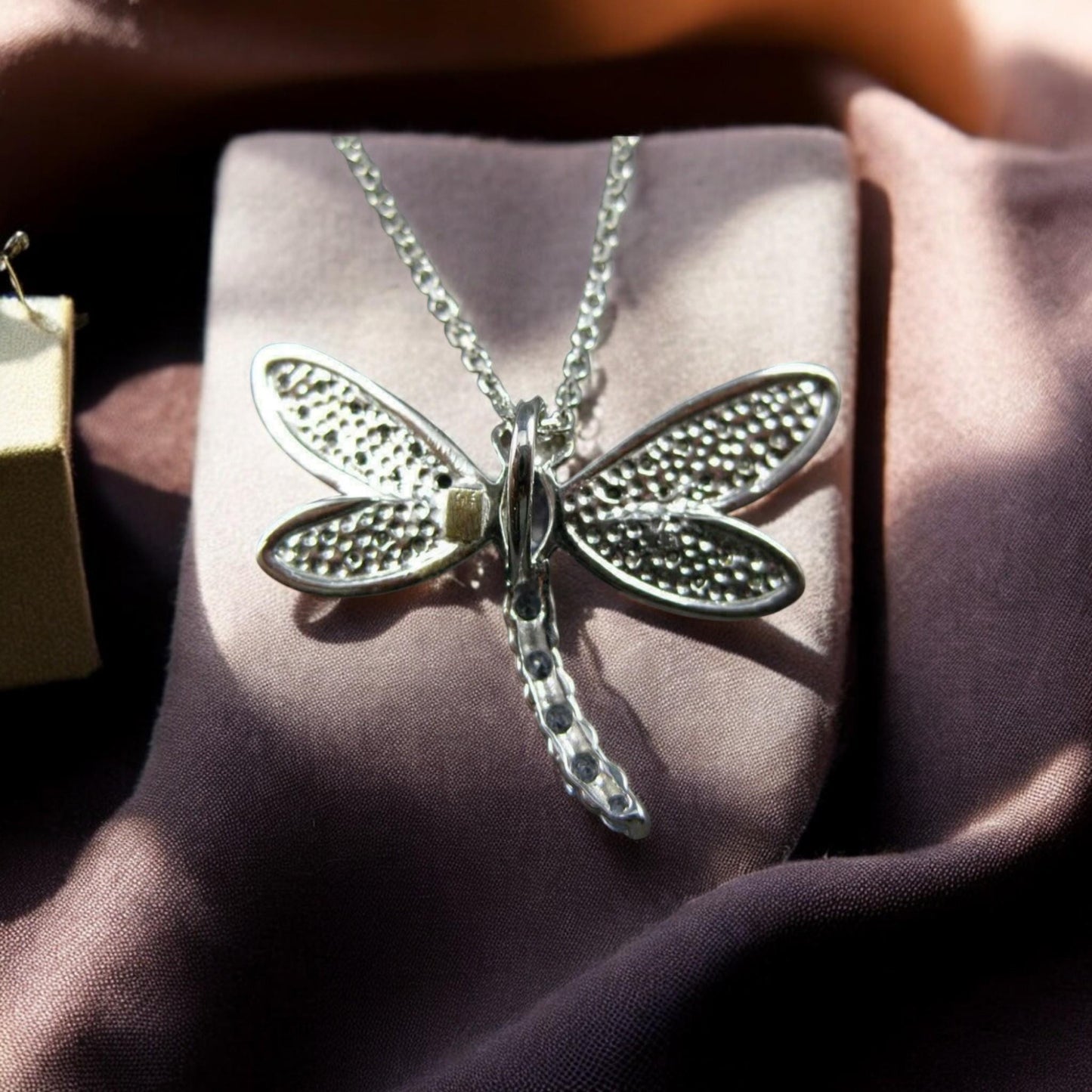 Dragonfly Necklace • Sterling Silver Pendant • Blue & White CZ Gemstones • Dainty Nature-Inspired Jewelry • Gift for Her