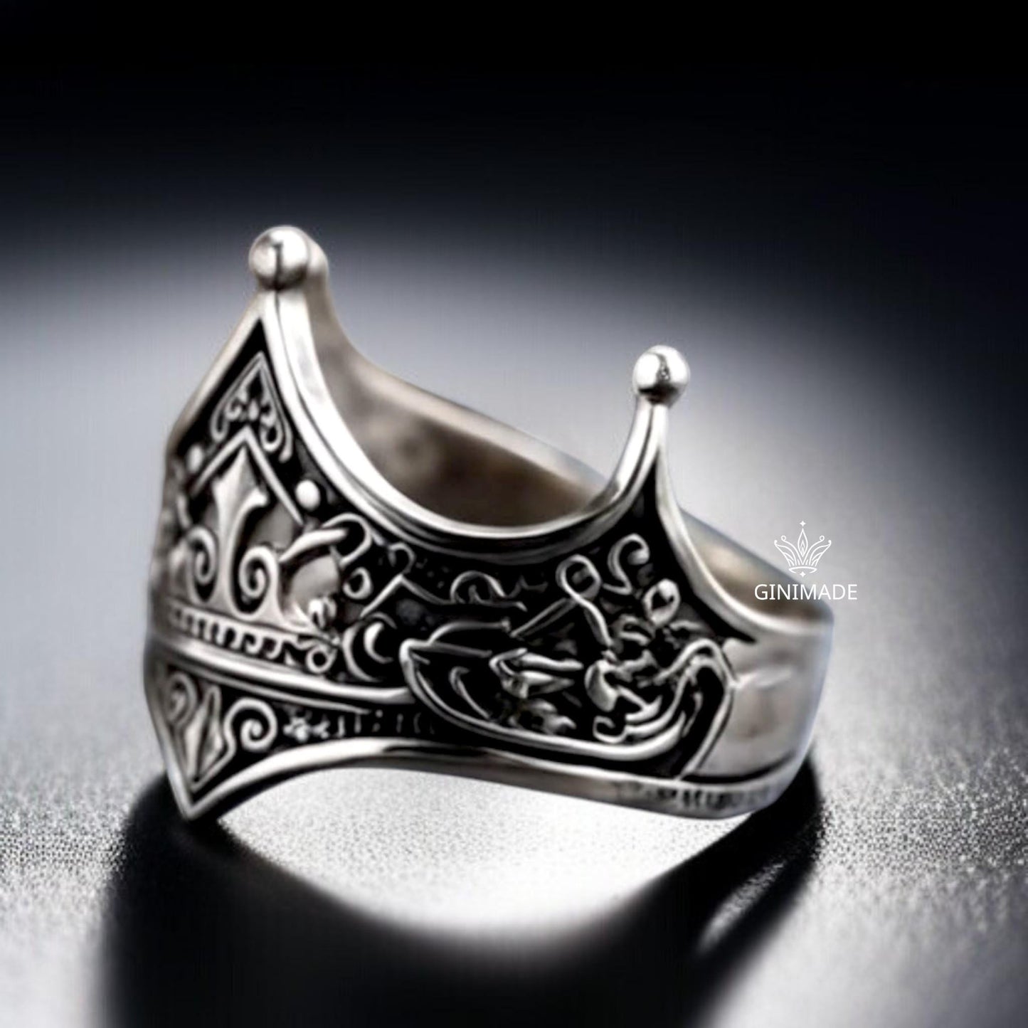 Elegant European Crown Ring | 925 Sterling Silver Royal Jewelry | Vintage Style Unisex Ring | Statement Crown Band | Gift for Him & Her