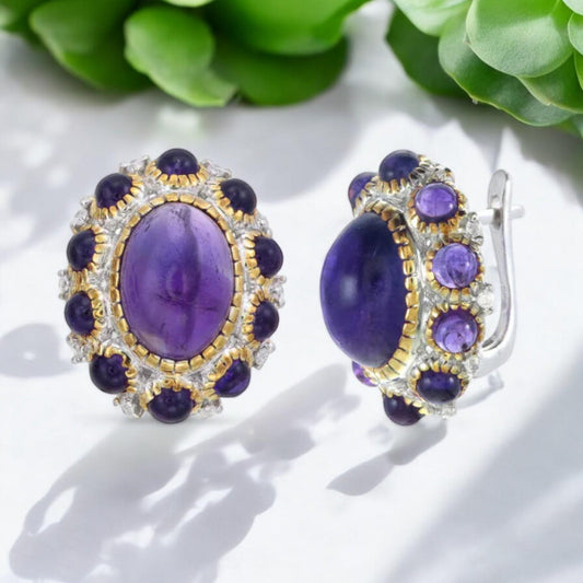 Natural Amethyst Sterling Silver Earrings, handcrafted with genuine February birthstone and sterling silver, perfect for elegant occasions