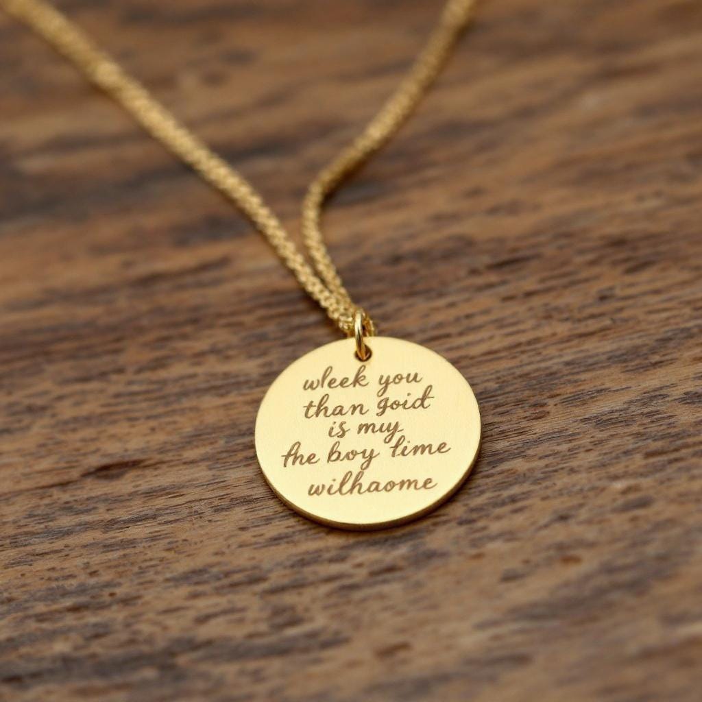 Custom Handwriting Disc Necklace • Memorial Signature Jewelry • Personalized Gold Engraved Necklace • Actual Handwriting Gift for Her