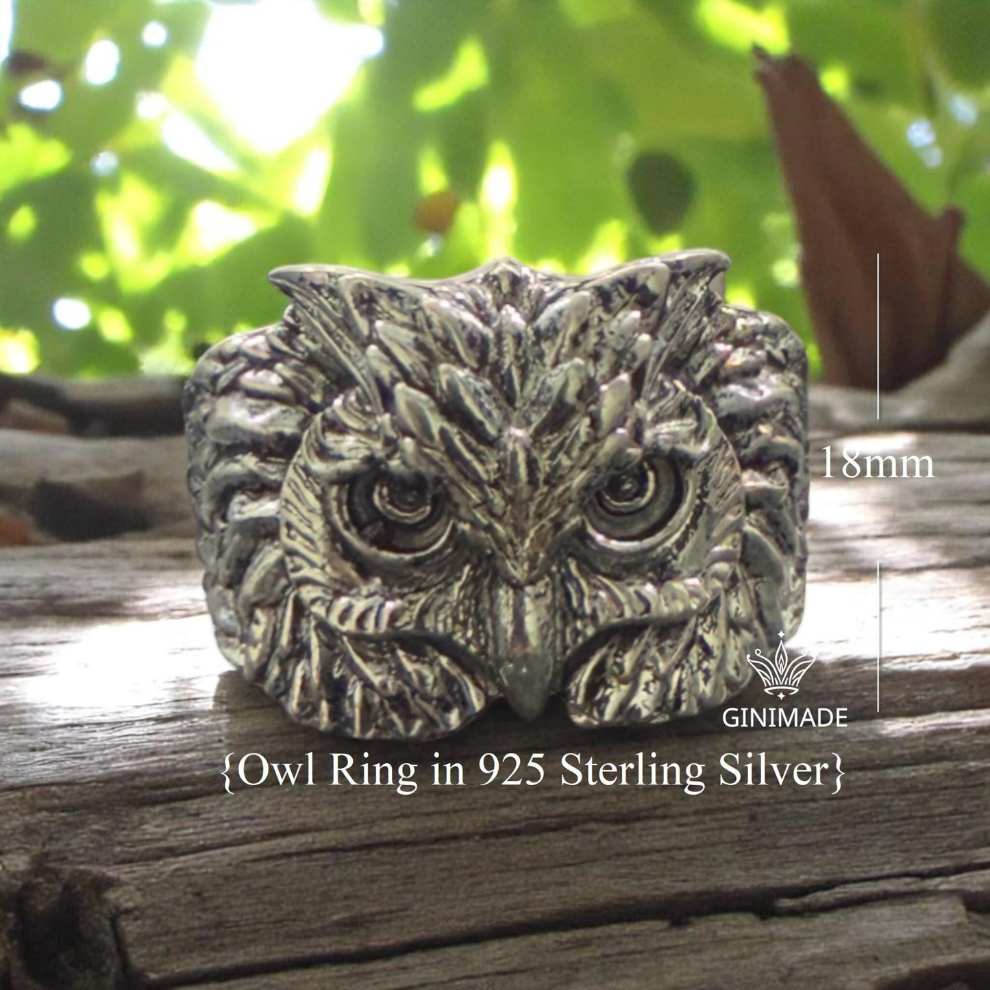 Owl Ring in 925 Sterling Silver | Unisex Handmade Bird Ring | Gothic Boho Animal Jewelry | Forest Nature Ring | Gift for Him or Her