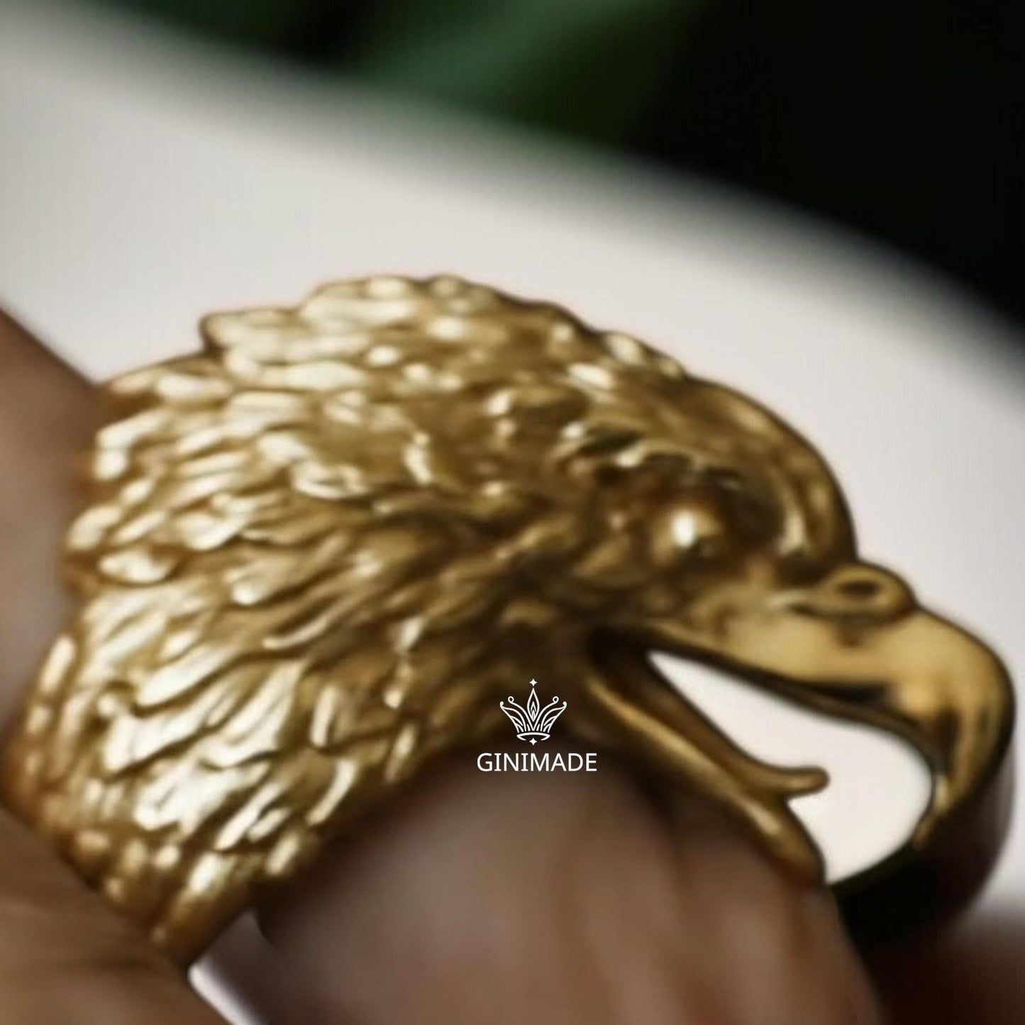 Bold Gold Eagle Head Ring for Men – Statement Bird Ring – Wildlife Inspired Jewelry – Fierce Animal Totem Ring – Gothic Biker Ring