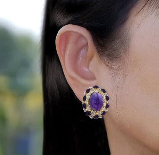 Genuine Amethyst Sterling Silver Earrings, handcrafted for elegance