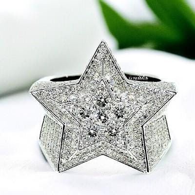 Star Statement Ring for Men & Women | CZ Diamond Five-Point Star Ring | Hip Hop Jewelry | 925 Silver Star Ring | Celebrity Style Bling Ring.
