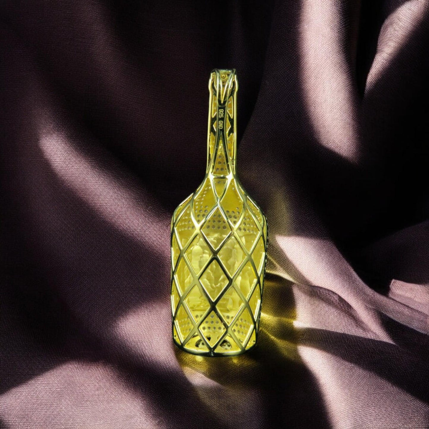 Hennessy Bottle Pendant 18k Yellow Gold Plated in 925 starling Gift for him silver without cain.