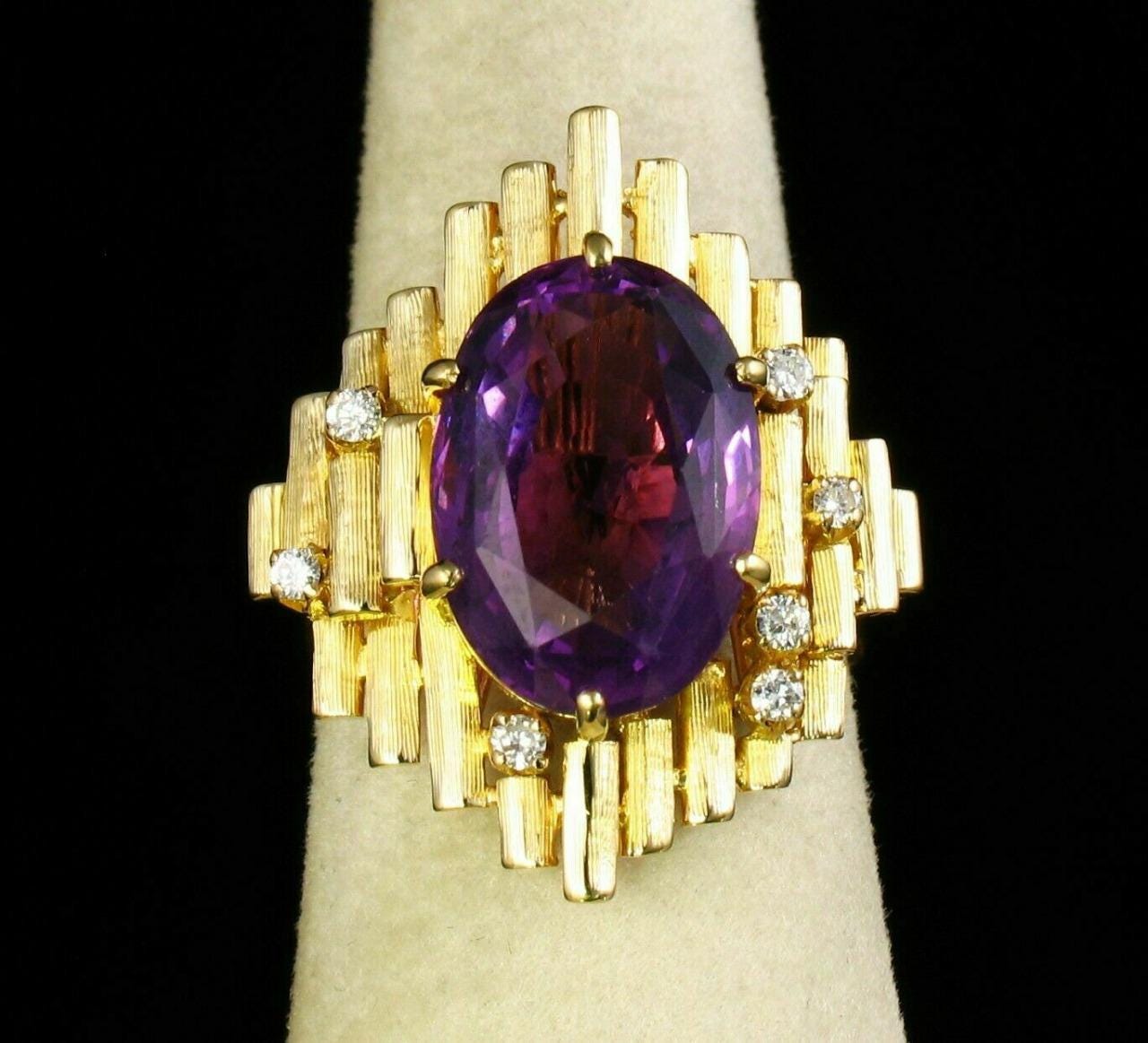 Amethyst Cocktail Ring 18k Yellow Gold Plated Silver