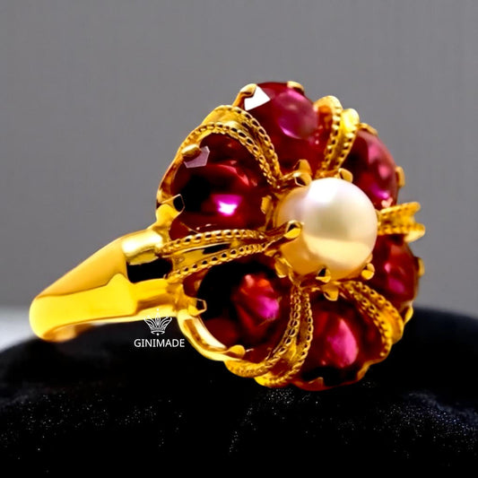 Vintage Crown Ring - 925 Sterling Silver with Stunning CZ Ruby Stone - Elegant Women's Jewelry
