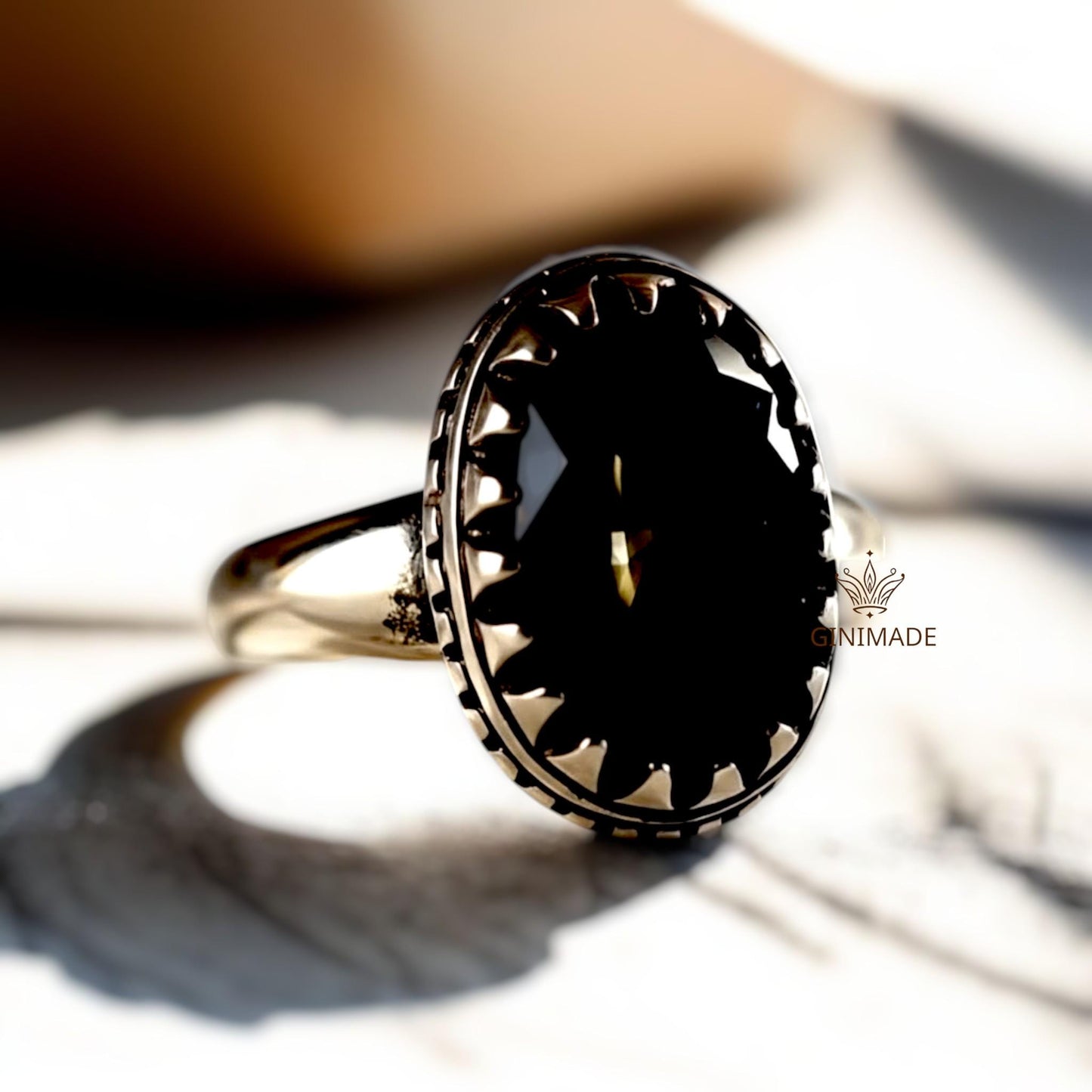 Black Onyx Ring 925 Sterling Silver • Oval Gemstone Ring • Statement Ring for Men & Women • Boho Onyx Jewelry • Gift for Him or Her