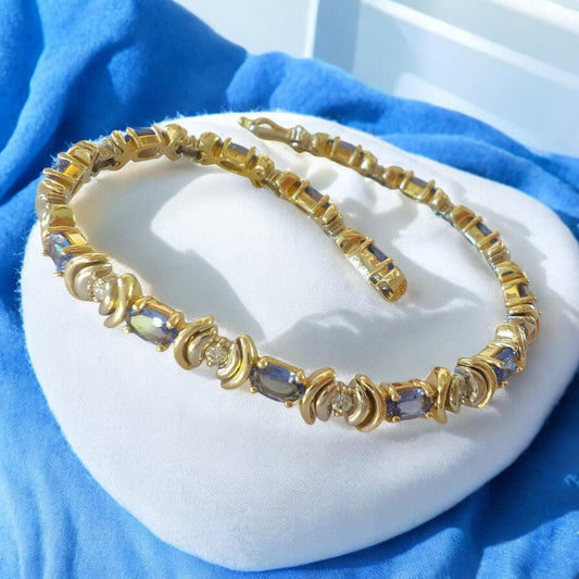 Delicate 925 silver bracelet, blue CZ stones, elegant women&#39;s jewelry