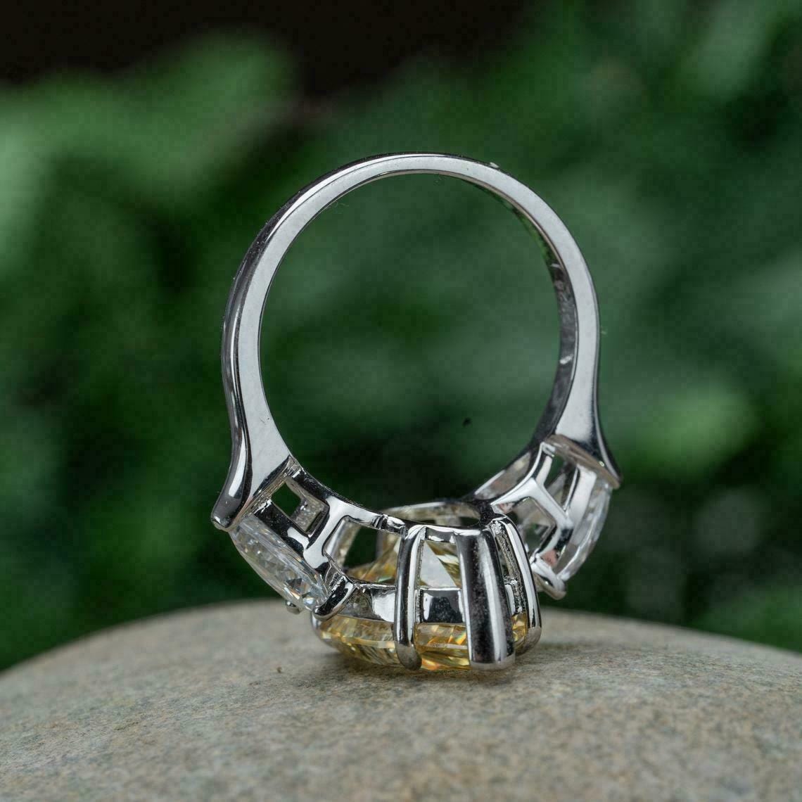 Yellow and white CZ Diamond Ring, 925 Sterling silver Two Town Elegant Ring Women Statment Jewelry